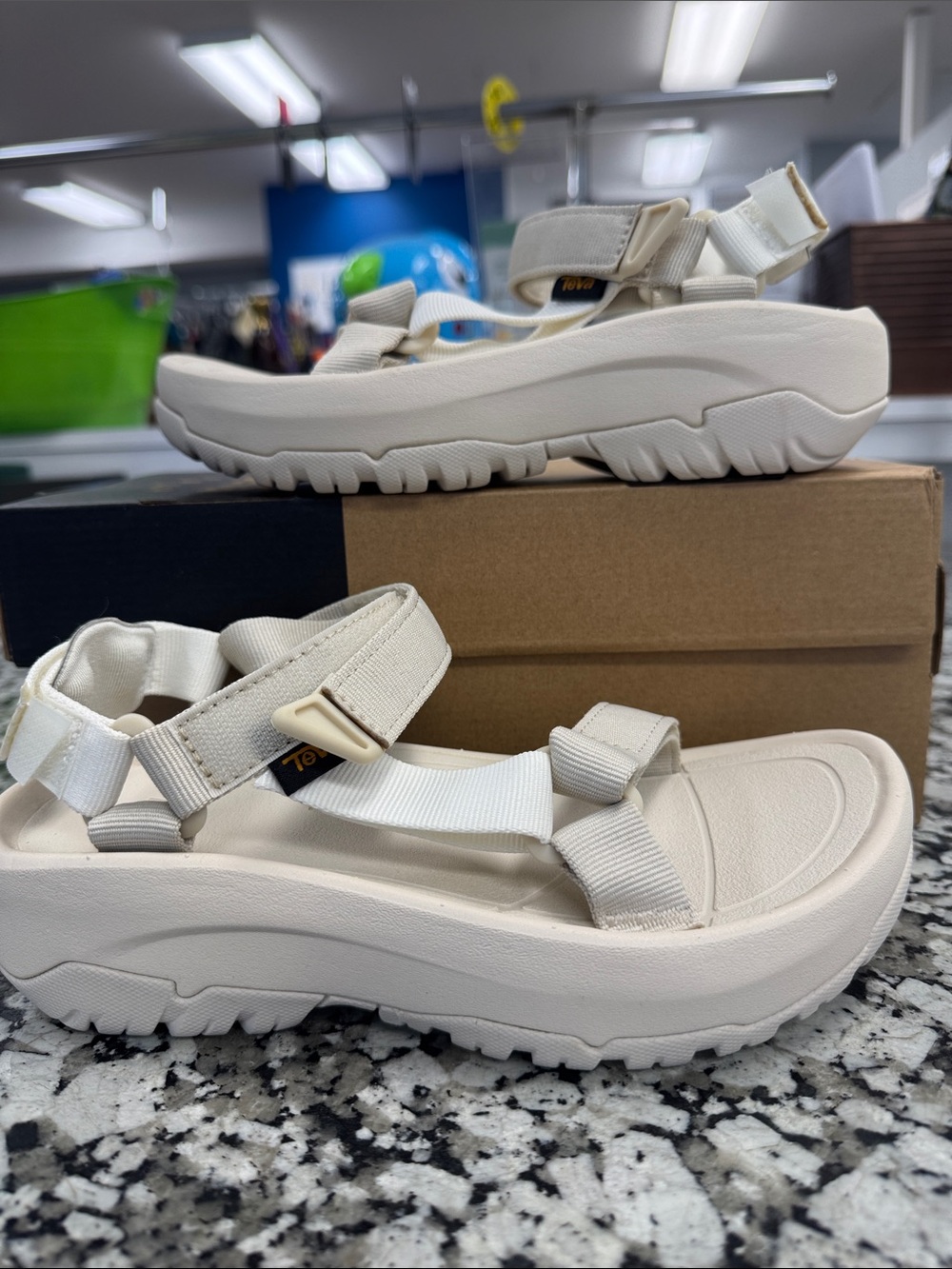 Teva Women’s Cream Platform hurricane Strappy Sandals